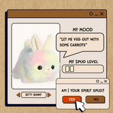 A spudsters product card for the Bitty Bunny plush by Aurora